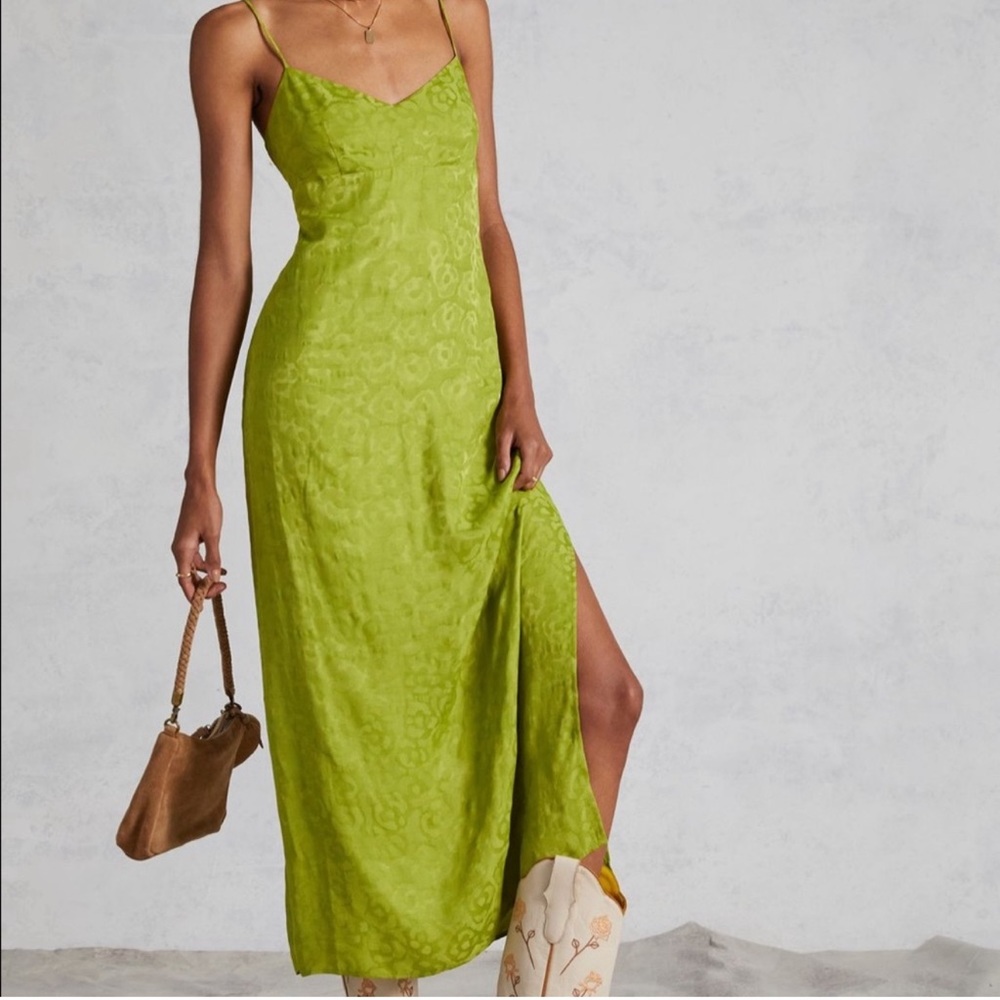 Anthropologie Green Slip Dress NWOT
